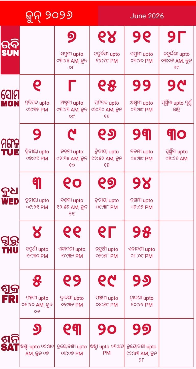 Odia Calendar 2026 - Odia Kohinoor Calendar Panji - News Lens Odisha