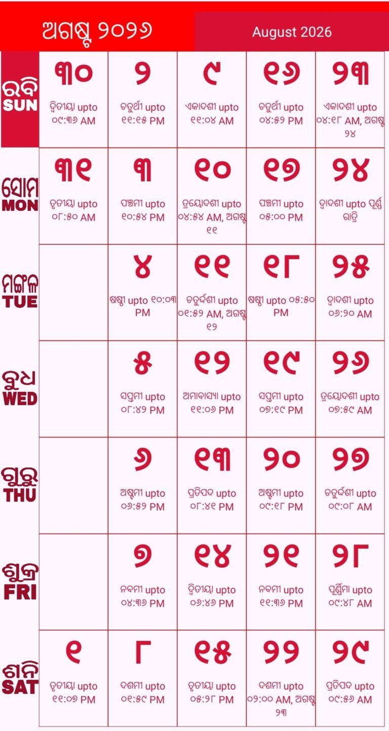 Odia Calendar 2026 - Odia Kohinoor Calendar Panji - News Lens Odisha